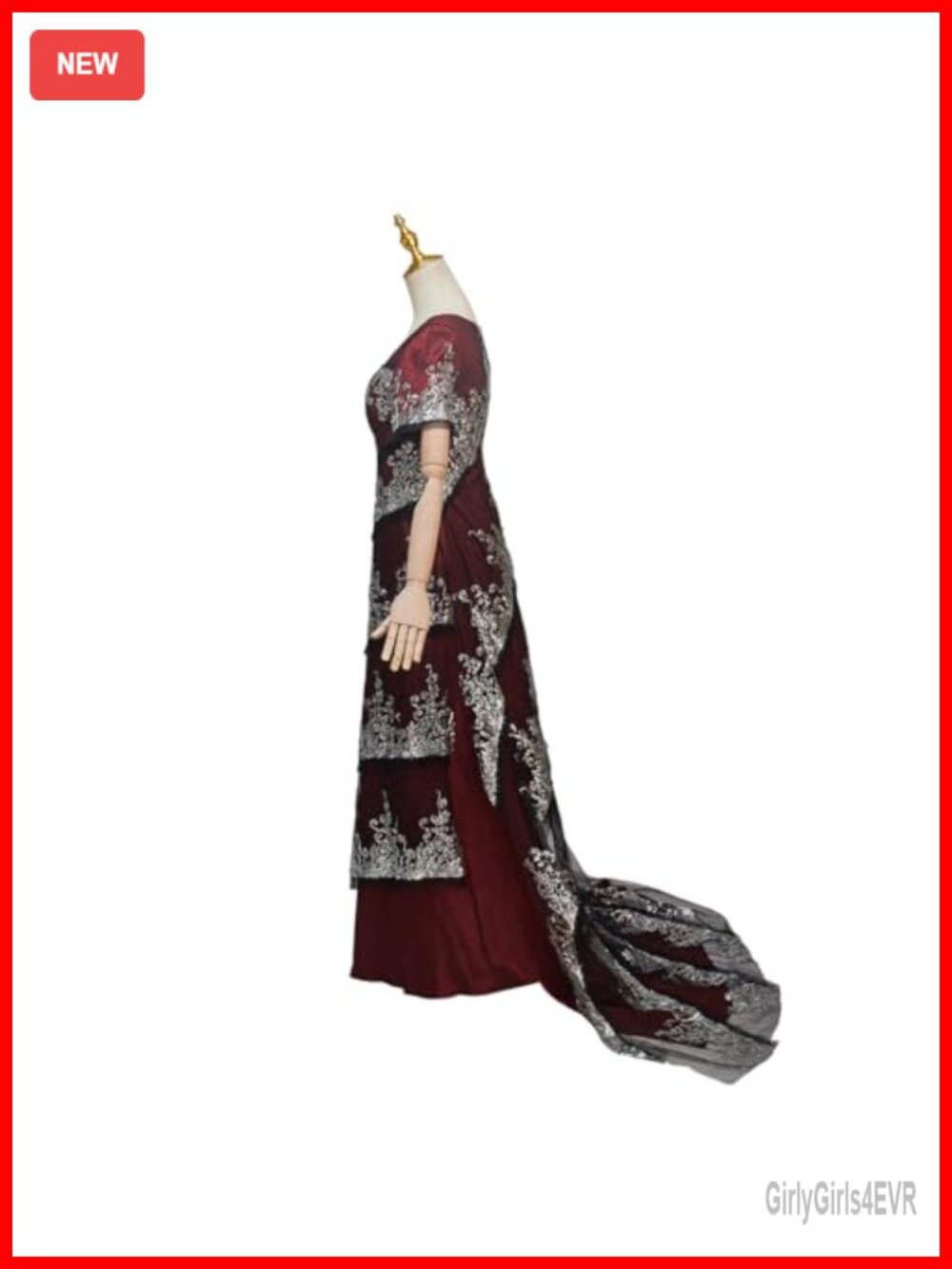 Titanic Rose Cosplay Costume Satin Lace Sequin Dress for Women - Picture 3 of 5